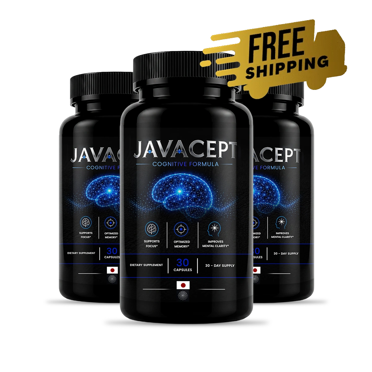 Three bottles of Javacept fat burning supplement, 90 day supply for sustainable weight management