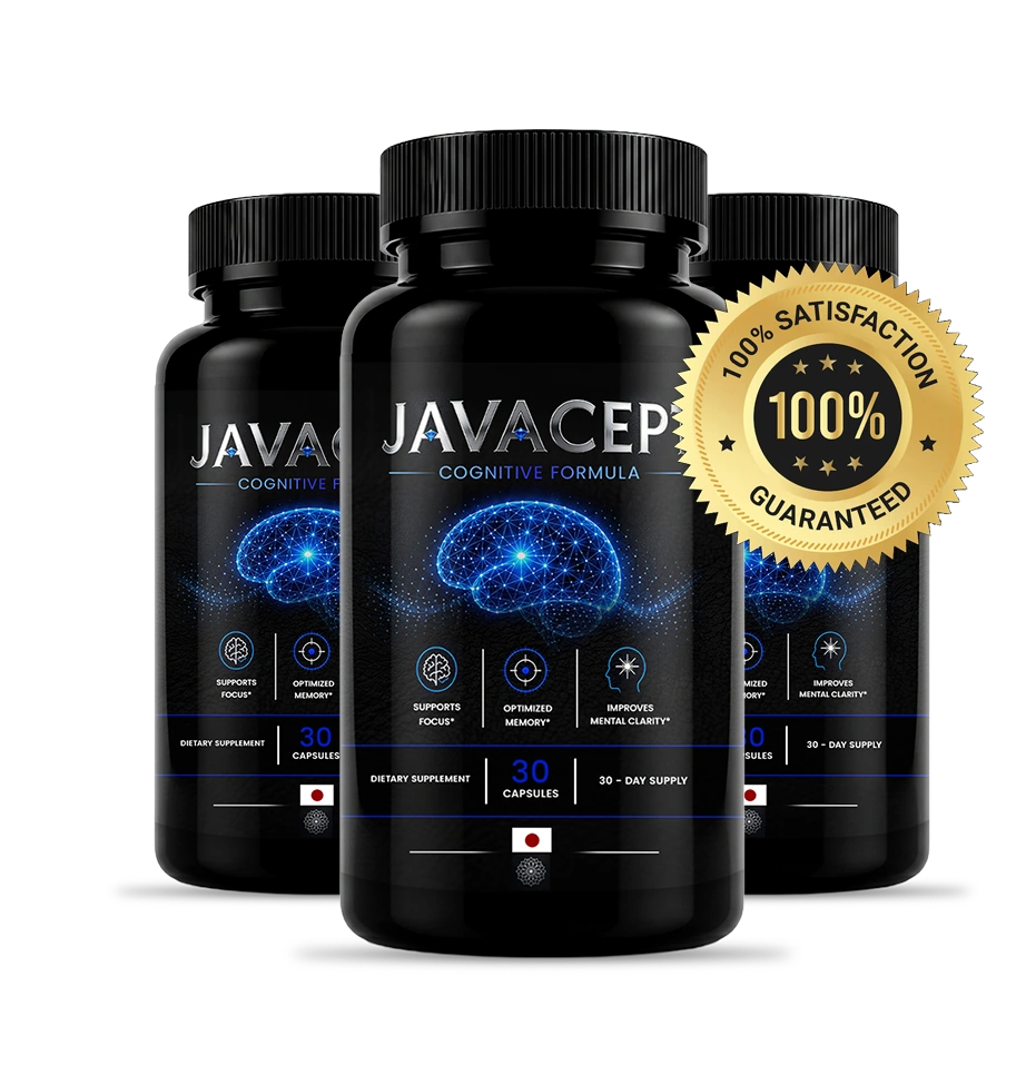 Javacept 60 day money back guarantee badge with supplement bottle seal of confidence